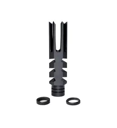 1/2×28 6 Prong Muzzle Brake for AR-15 – Steel – Black
