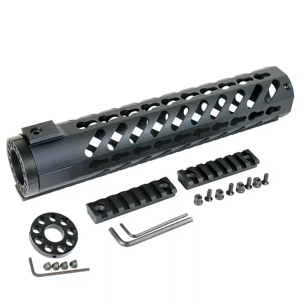 10″ KEYMOD Free Float Quad Rail Slim Handguard with Front End Cap-Rail Sections