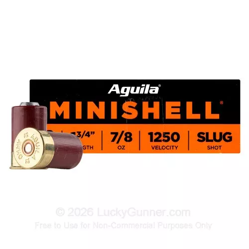 12 Gauge – 1-3/4″ 7/8oz. Rifled Slug – Aguila Minishell – 250 Rounds