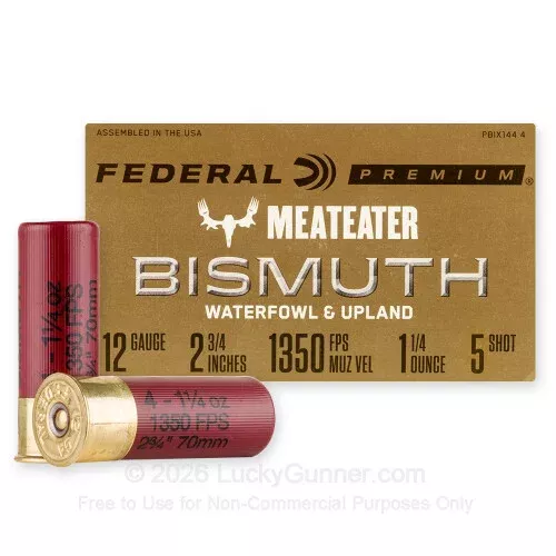 12 Gauge – 2-3/4″ 1-1/4oz. #5 Shot – Federal Bismuth – 25 Rounds