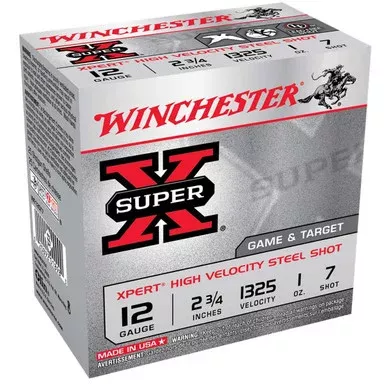 12 Gauge 2 3/4inch 1oz 1325FPS Super-X Xpert High Velocity Steel Game Loads, Case of 250