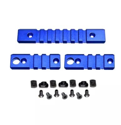3 Piece Picatinny Rail Section Kit for M-LOK Style Slots, Dark Blue