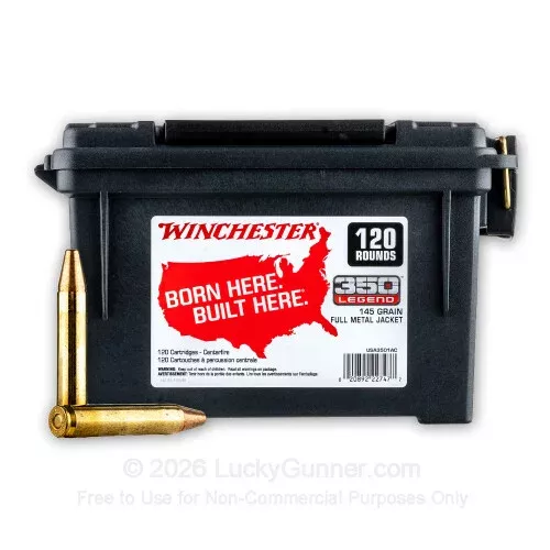 350 Legend – 145 Grain FMJ – Winchester USA – 120 Rounds in Field Box