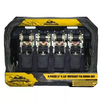 4 Piece 1″ x 15′ Camo Ratchet Tie Down Set