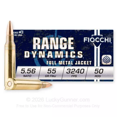 5.56×45 – 55 Grain FMJBT M193 – Fiocchi – 50 Rounds