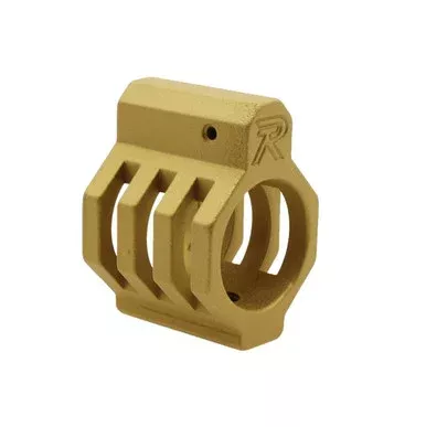 .750 Low Profile Steel Gas Block Caged with Roll Pins & Wrench – Cerakote Gold – MADE IN USA