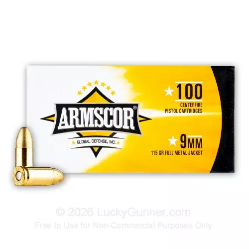 9mm – 115 Grain FMJ – Armscor – 1200 Rounds