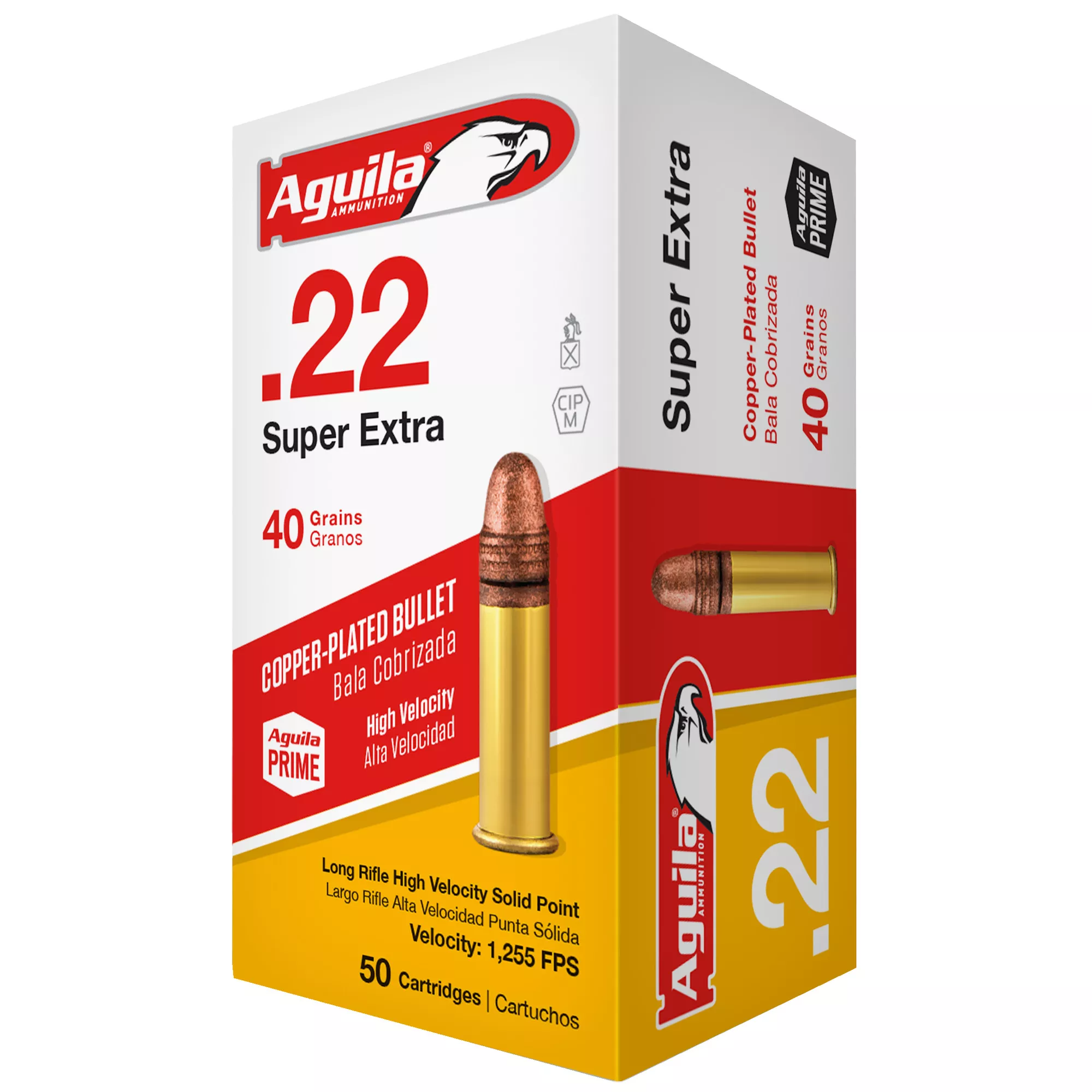 Aguila Super Extra High Velocity 22 LR Ammo 40 grain Plated Round Nose Case of 2000 Rounds Bulk 1B220328