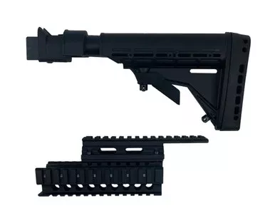 AK-47 Combo Tactical Recoil Buttstock with Forend Rail – Soft Recoil Buttpad – BLACK