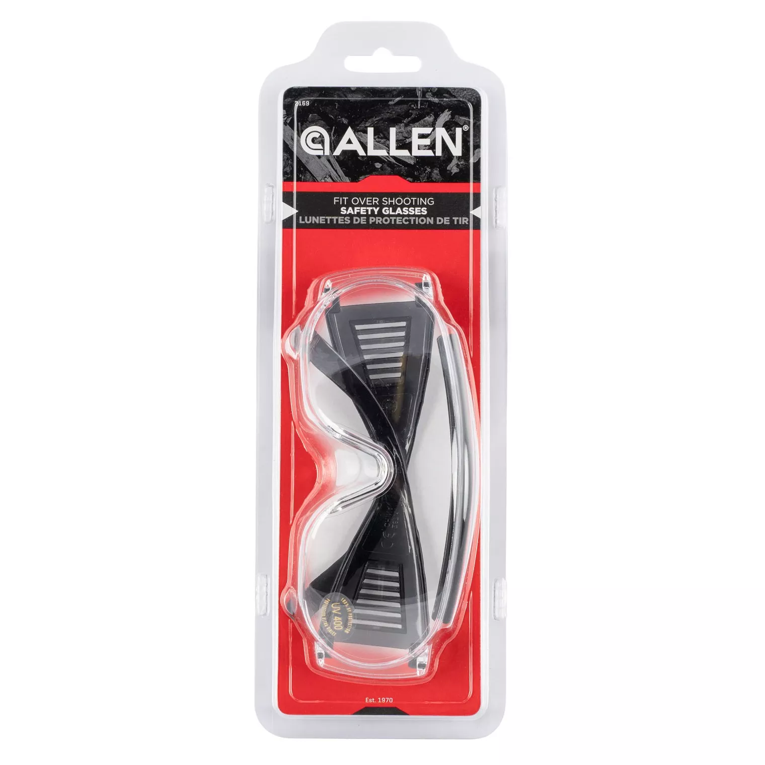 Allen 2169 Fit Over Shooting Glasses Adult Clear Lens Gray Frame