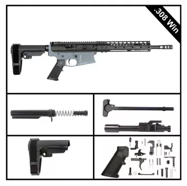 AR-10 12.5-INCH LR-308 ANDUNIE W/SBA3 BRACE .308 WIN PISTOL FULL BUILD KIT