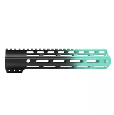 AR-15 10″ ANGLE CUT CLAMP ON M-LOK HANDGUARD – CERAKOTE GRADIENT – BASE BLACK – ROBINS EGG