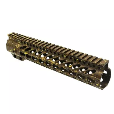 AR-15 10″ Super Slim Light Keymod Free Float Handguard – Pattern – Gold – Black – Lemon Zest – Cerakote Splatter