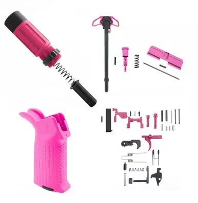 AR-15 3.5″ Short Buffer System Combo – A2 Flag Grip – Upper Parts Kit – Lower Parts Kit – Cerakote RED