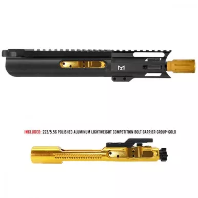 AR-15 5.56 NATO 5” PISTOL – FORGED UPPER WITH 4” M LOK HANDGUARD SLICK SLIDE INCLUDED GOLD BCG – UPPER ASSEMBLY