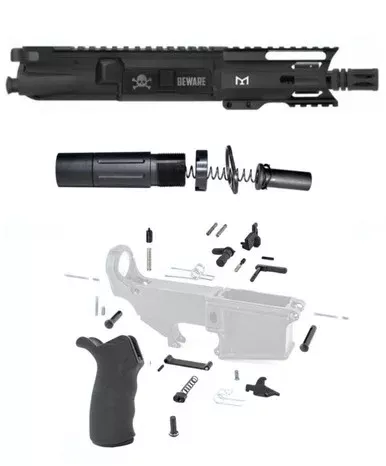 AR-15 BEWARE MICRO 5.56 NATO 5” – 4” SUPER SLIM HANDGUARD – LOWER PARTS KIT – 3.5 SHORT BUFFER SYSTEM