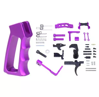 AR-15 Enhanced Lower Parts Kit W/ Upgrades & Gen 2 Skeletonized Aluminum Pistol Grip – Anodized Green