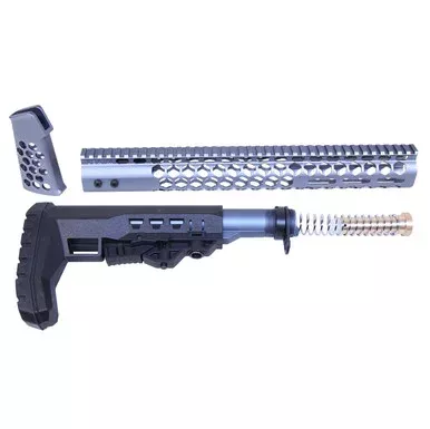 AR-15 “Honeycomb” Series Complete Furniture Set Gen 2 – Anodized Grey