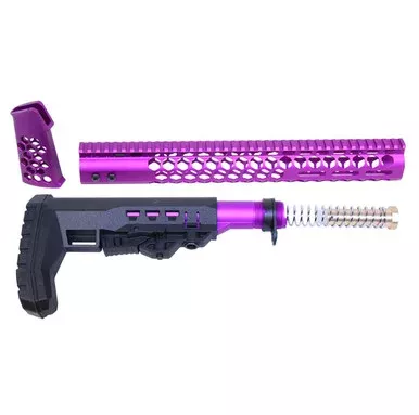 AR-15 “Honeycomb” Series Complete Furniture Set – Gen 2 – Anodized Purple)