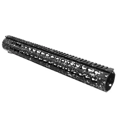 AR-15 Keymod 16″ Extra Long Free Float Handguard – Base Black – Pattern – Glacier Silver – Cerakote Splatter