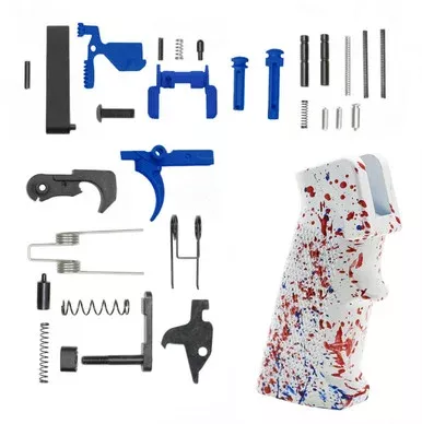 AR-15 Lower Receiver Parts Kit Blue – WR – CERAKOTE SPLATTER RED WHITE & BLUE