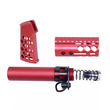 AR-15 Micro Honeycomb Pistol Furniture Set – Anodized Red