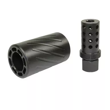 AR-15 Spit Fire Muzzle Comp With Qd Blast Shield (9mm) (1/2 X 28) – Black