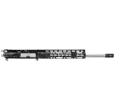 AR-15 SPLATTER BLACK W/ SILVER 16” 5.56 NATO CARBINE UPPER ASSEMBLY – FORGED UPPER WITH 10″ HANDGUARD – CERAKOTE
