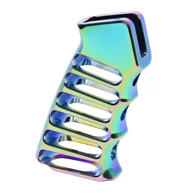AR-15 Ultralight Series Skeletonized Aluminum Pistol Grip – Rainbow Pvd Coated