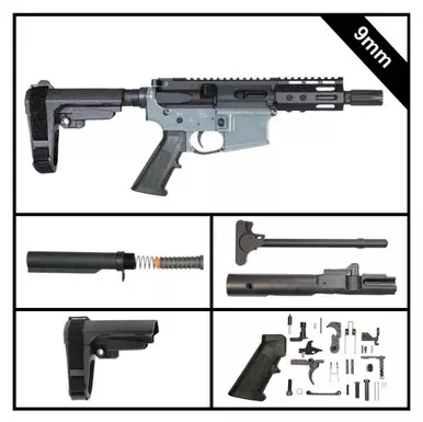 AR-15 “VAPOR 2” 5-INCH 9MM PISTOL FULL BUILD KIT W/ SBA 3 BRACE