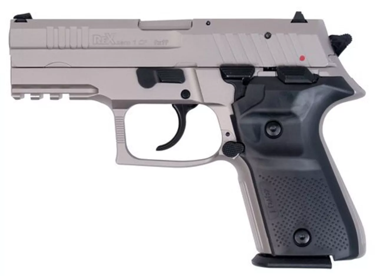 Arex Rex Zero 1 Compact Single/Double 9mm 3.85″ Barrel, Black Polymer Grip Nickel Frame/Slide, 15rd
