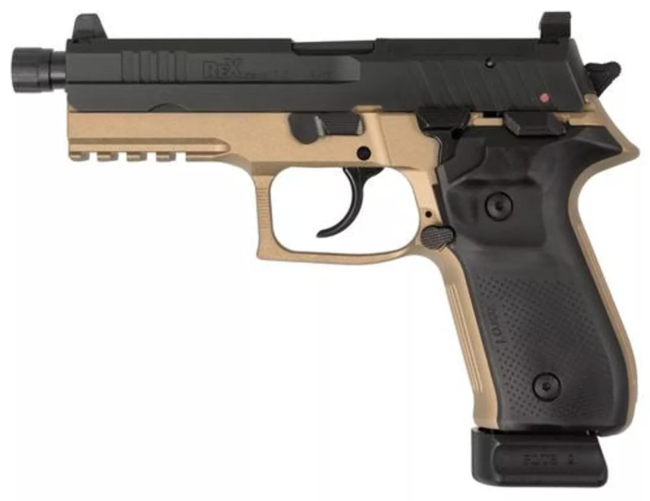 Arex Rex Zero 1T Tactical, 9mm, 4.9″ TB, 20rd, Flat Dark Earth Frame/ Black Slide
