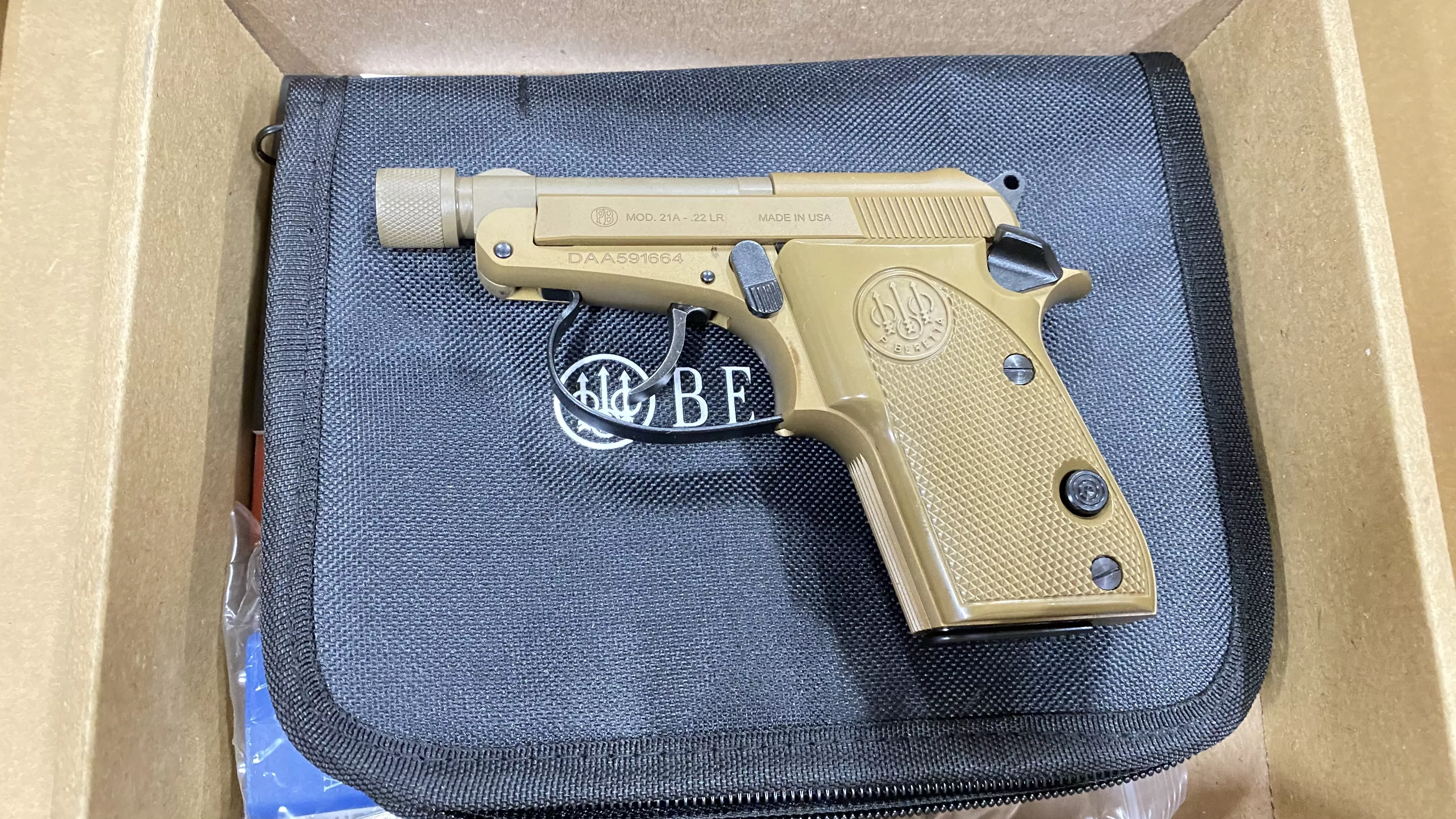 Beretta 21A Bobcat FDE 22 LR Threaded Barrel 7 Round Capacity J212126