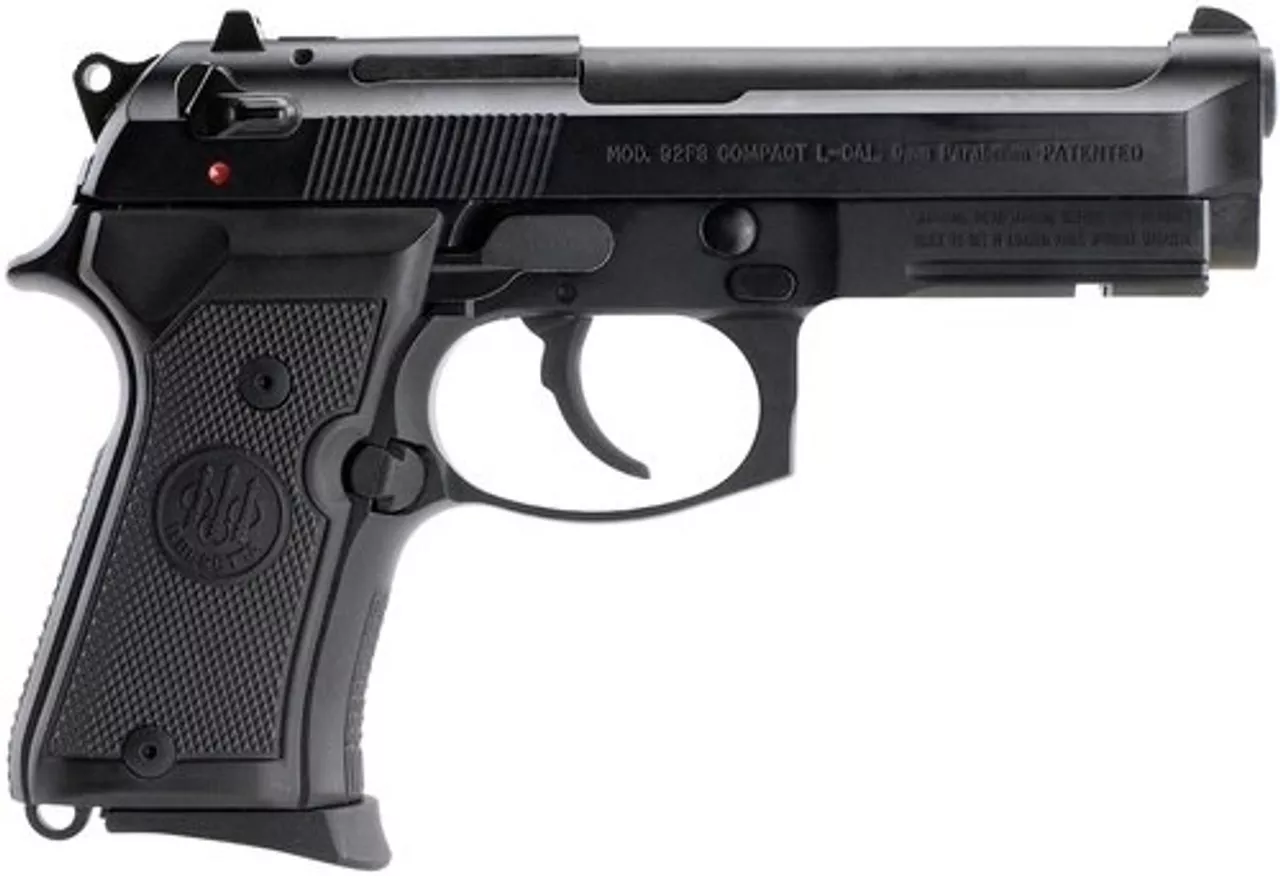 Beretta 92 Compact, Rail 9mm 4.25 Barrel, Black Synthetic Grip Black Bruniton Finish, 10rd