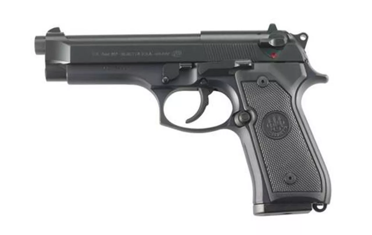 Beretta M9 22LR, 5.3″, 10rd, Black Rubber Grip, Black