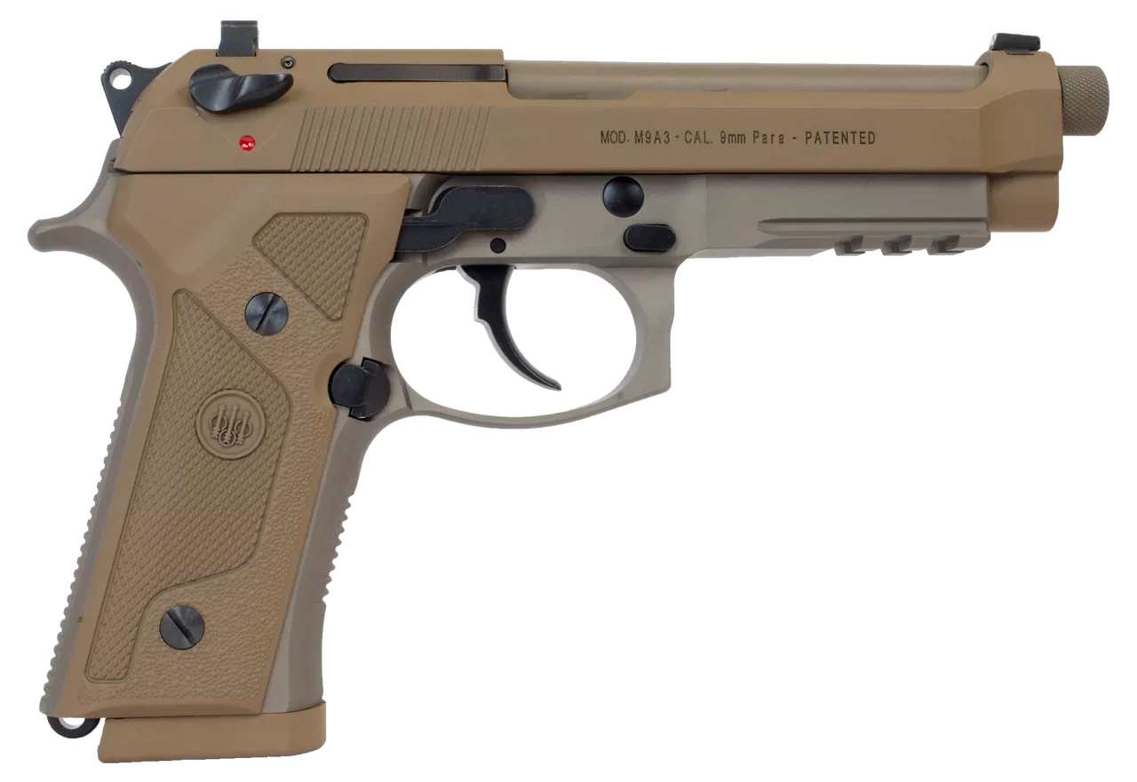 Beretta M9A3 *NY/NJ Compliant 9mm 5.10″, Flat Dark Earth Frame Black Steel Slide, 10 rd