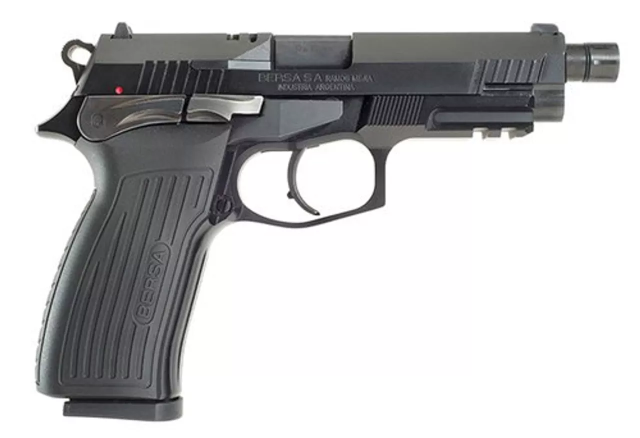 Bersa TPR 9mm, 5″ Barrel, Black, Aluminum Alloy Frame, Black Steel Slide, 17rd