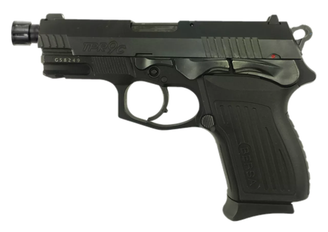 Bersa TPR9C Compact 9mm, 4.1″ Barrel, Black, Steel Slide, 13rd