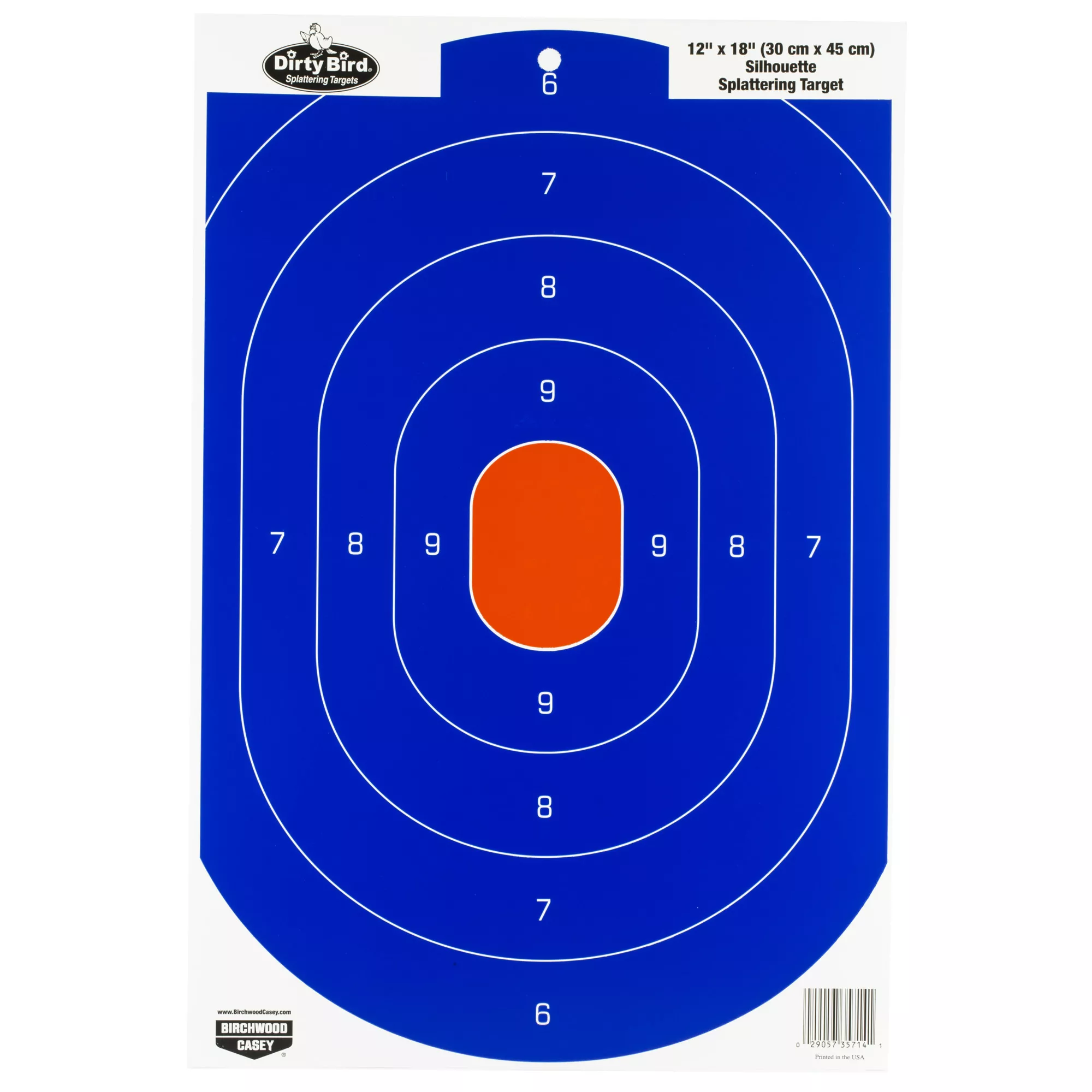 Birchwood Casey 35718 Dirty Bird Silhouette Tagboard Hanging Universal 12” x 18” Blue/Orange 8 Per Pkg