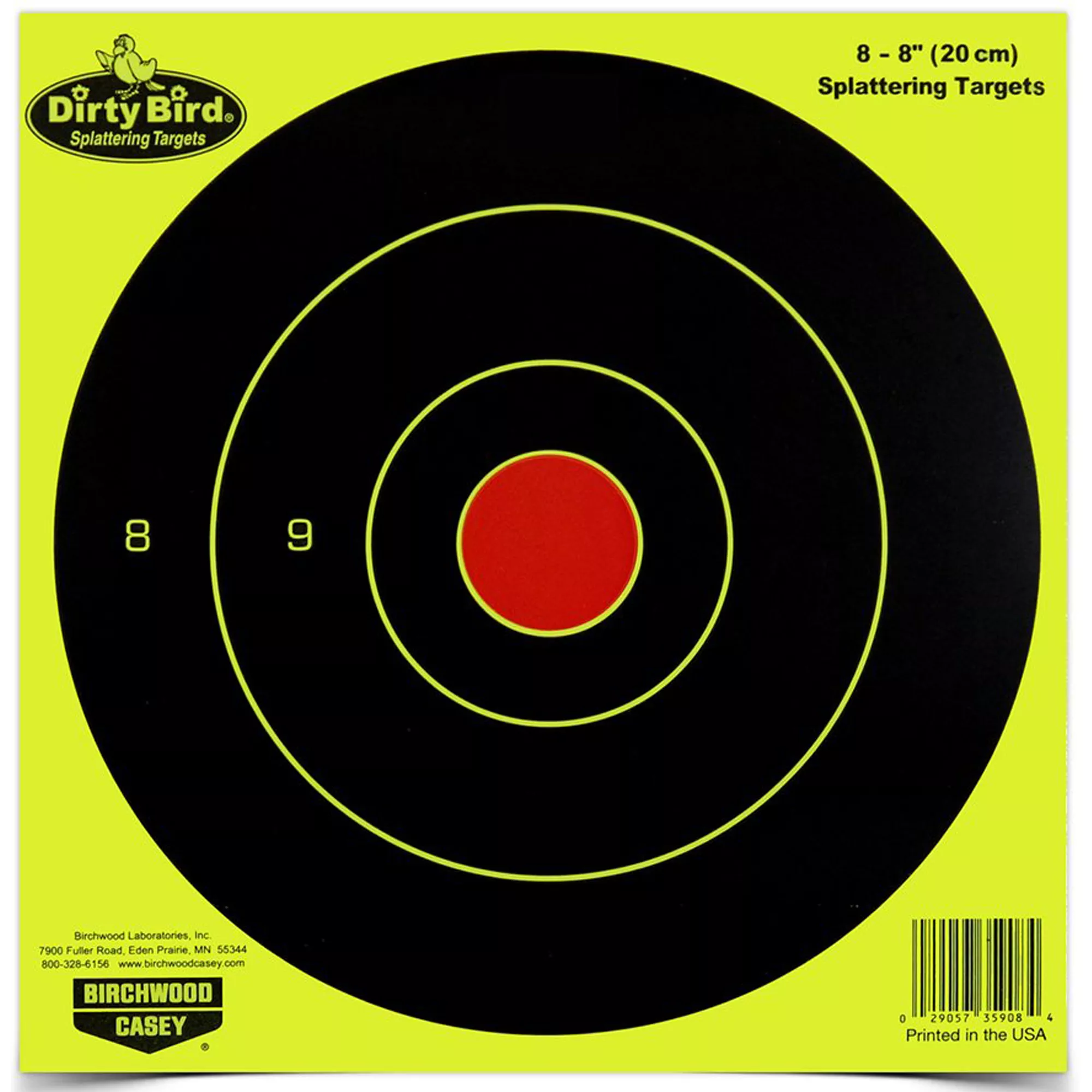 Birchwood Casey 35908 Dirty Bird 8” Bullseye Paper Hanging Universal Black/Yellow 8 Per Pkg
