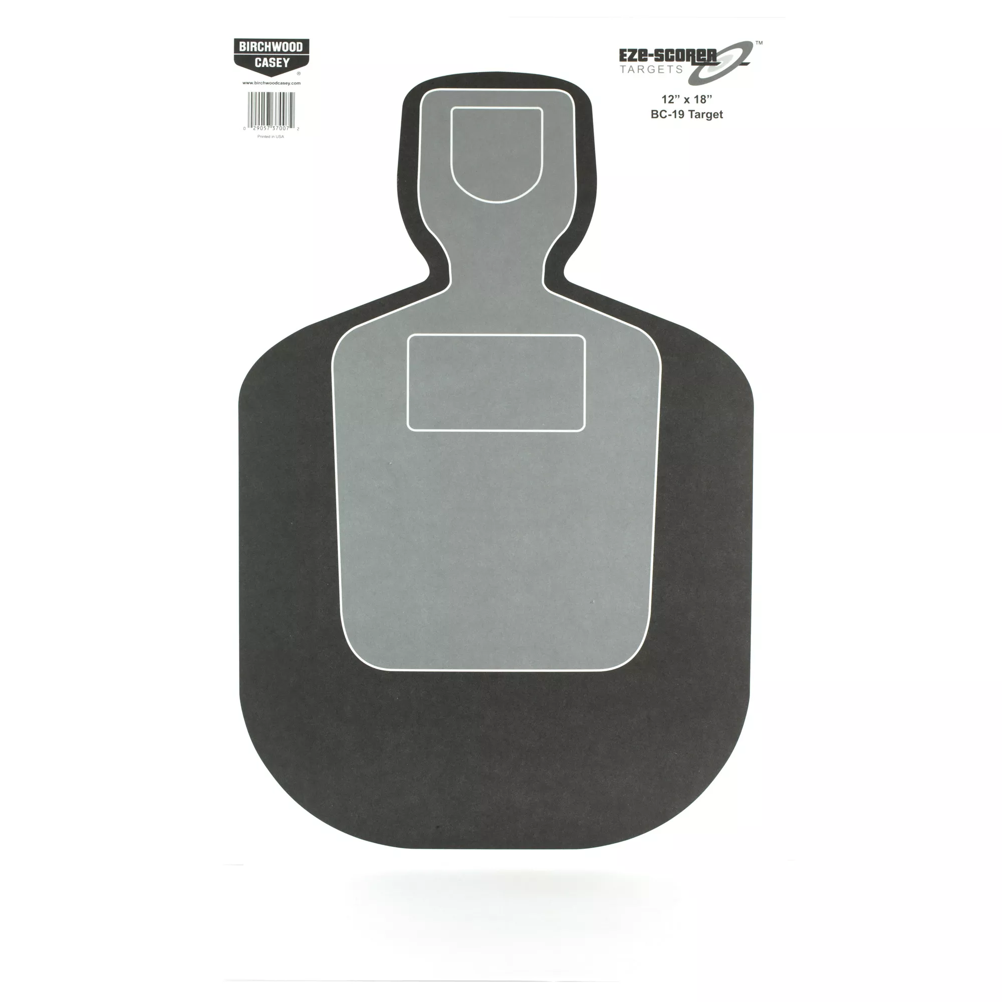 Birchwood Casey 37007 EZE-Scorer BC-19 Silhouette Paper Hanging Universal 12” x 18” Black/Gray/White 100 Per Pkg
