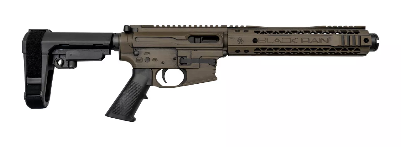 Black Rain Ordnance Fallout CQB 9mm, 9″ Barrel, SBA3, Tiger’s Eye Battleworn, 30rd