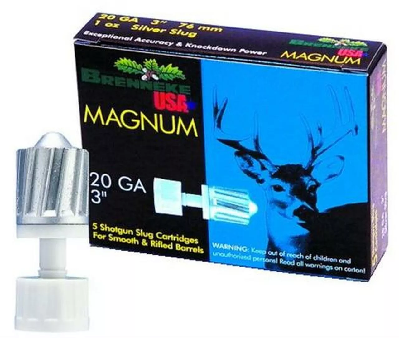 Brenneke Magnum Rifled Lead 20 Ga, 3″, 1oz Slug, 5rd/Box