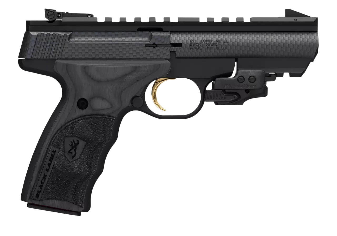 Browning Buck Mark Black Label Carbon Fiber .22 Long Rifle 4″rd Barrel Crimson Trace Laser Matte Black 10rd