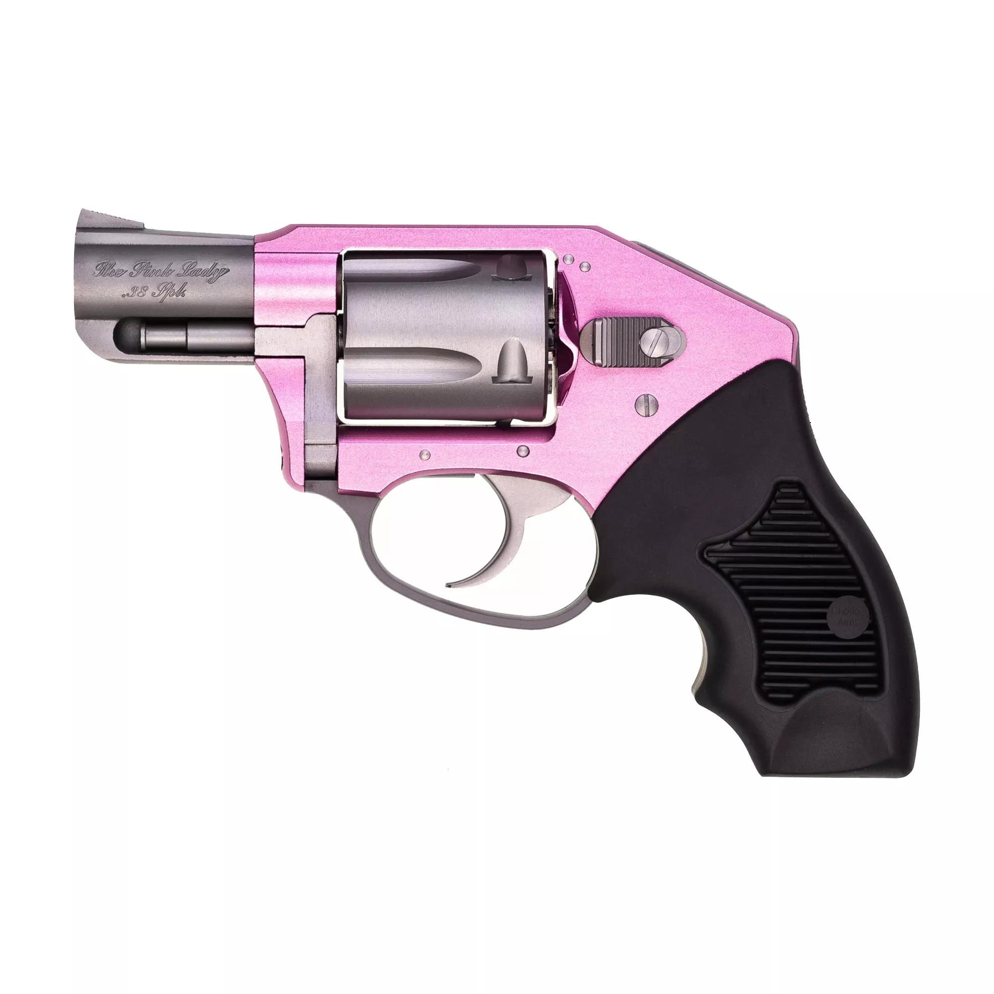 Charter Arms 53851 Undercover Lite Chic Lady 38 Special 5rd Shot 2” Stainless Pink Aluminum Frame Black Finger Grooved Rubber Grip