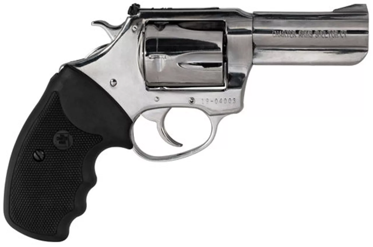 Charter Arms Mag Pug Revolver, .357 Mag, 3″, 5rd, Black Rubber Grip, Polished Stainless