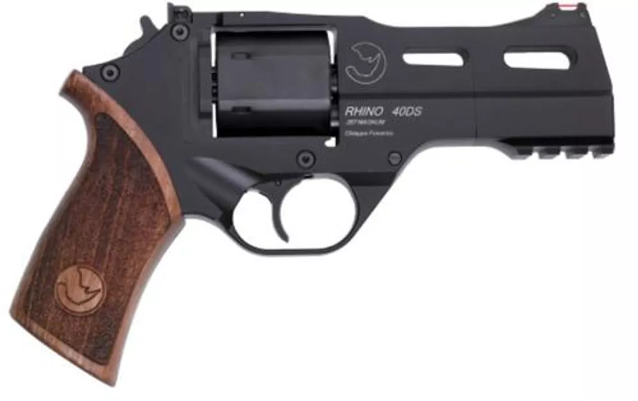 Chiappa Rhino 40DS, .357 Mag/.38 Spl, 4″, 6rd, Black, Walnut Grips