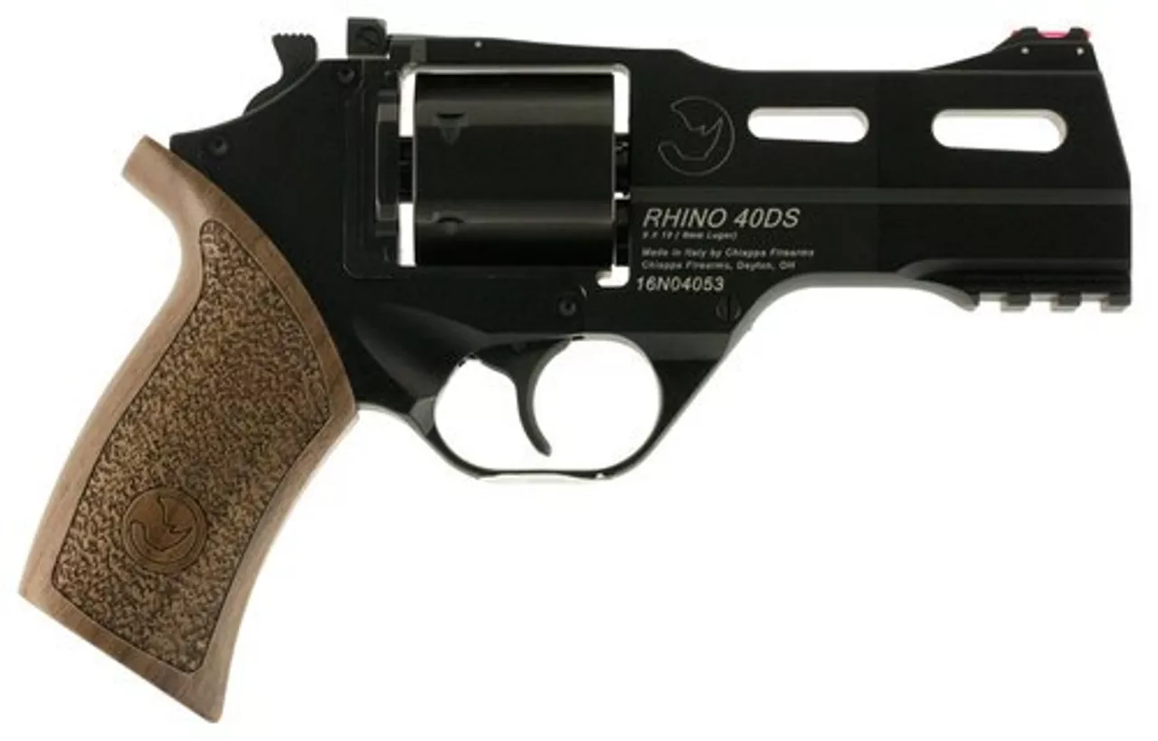 Chiappa Rhino 40DS, 9mm, 4″ Barrel, 6rd, Walnut Grip, Black