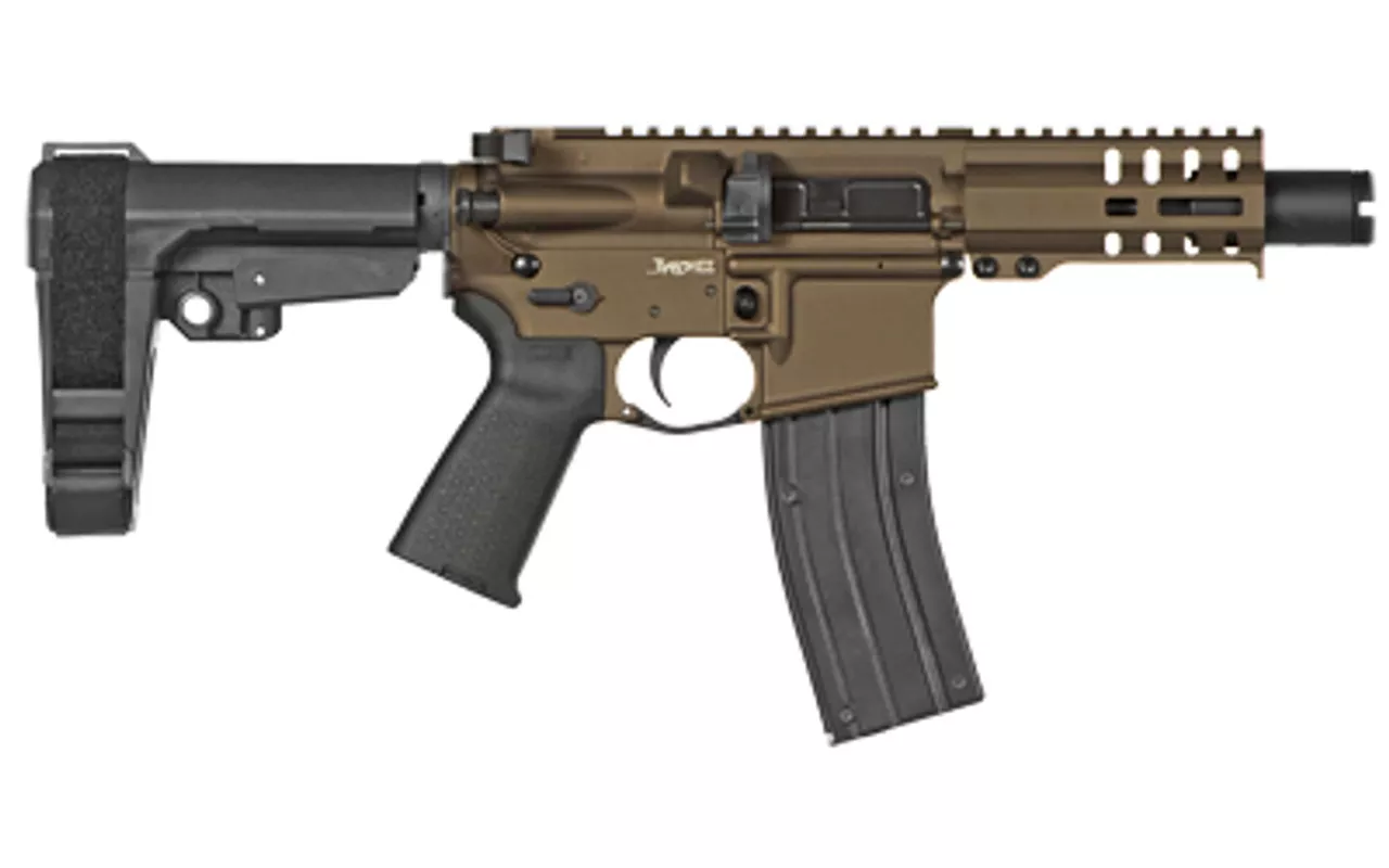 CMMG Mk4 Banshee 22LR, 4.5″ Barrel, Midnight Bronze, RipBrace Brace, KAK Slim Flash Can, Threaded 1/2-28, RML4 Hand Guard, Magpul MOE Grip, 25rd