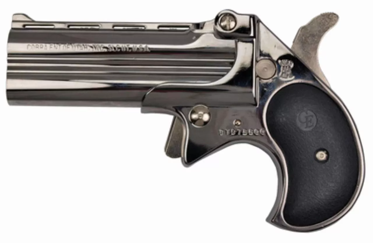 Cobra Long Bore 9mm, 3.5″, Chrome Finish, Black Grips, 2rd